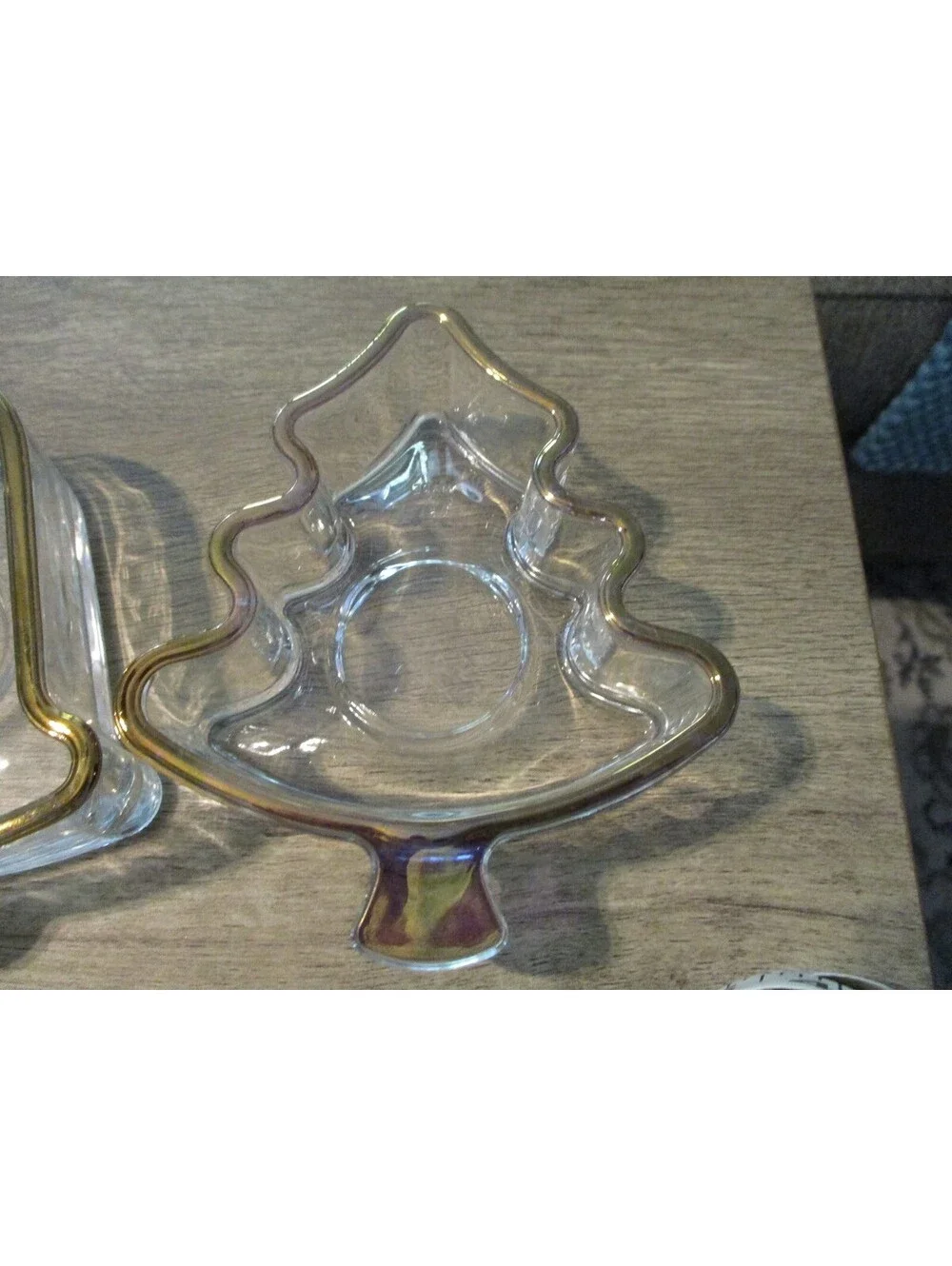 Vintage Indiana Glass Holiday Gold Christmas Candle Holder Candy Dish Set of 3